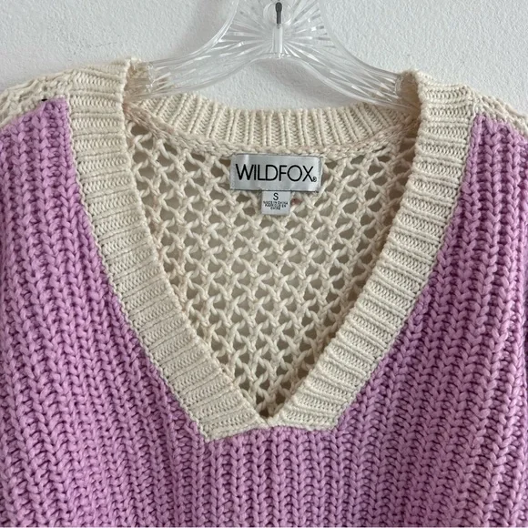 Wildfox Color Me Beverly Color Block V-neck Sweater Size: S - Picture 3 of 10